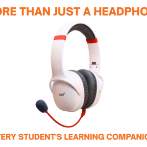 kids bluetooth headphone with 85db safe listening volume + external learning mic | voice reflex technology for reading & pronunciation | over ear, comfortable, adjustable & durable